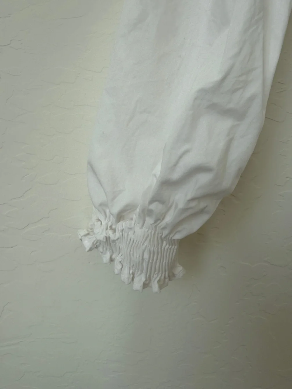 Zara White Smocked Wrap Blouse with Ruffle Trim